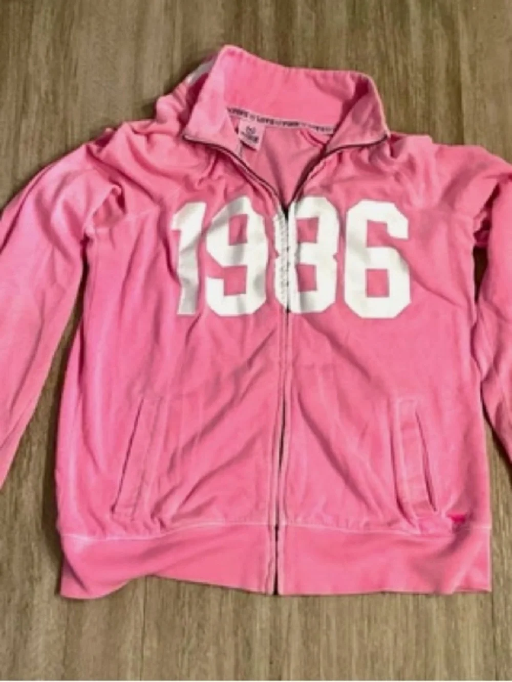 PINK Victoria's Secret Girls' Pink Zip-Up Jacket with 1986 Front Print